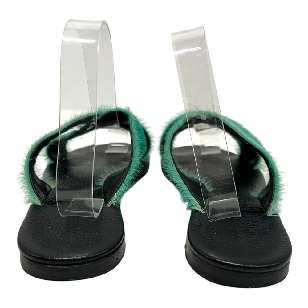 Avec Moderation St. Tropez Ponyhair Emerald Crossover Slide Sandals Women’s 39.5 - Picture 7 of 12
